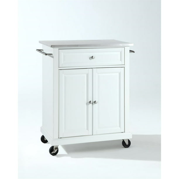 Crosley Furniture Stainless Steel Top, Crosley Furniture Rolling Kitchen Island With Stainless Steel Top White