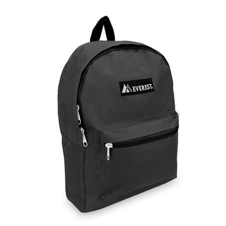 Everest 15" Basic Backpack, CHARCOAL All Ages, Unisex 1045K-CCA, Carrier and Shoulder Book Bag for School, Work, Sports, and Travel