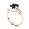 thumbnail image 2 of 2.5 ctw 3 Stone Anniversary Ring for Women | Pear Cut Natural London Blue Topaz | Hyperallergenic Solid 18K Rose Gold, 2 of 5