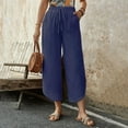 thumbnail image 2 of Women's Wide Leg Flowy Pants Casual Loose High Waist Boho Cropped Palazzo Beach Pants Summer Outfits 2025 Trendy, 2 of 2