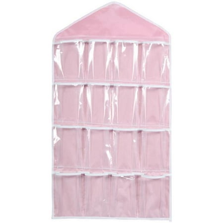 

wendunide home textiles Hanging Storage Rack Clear Hanger 16Pockets Organizer Bag Underwear Socks PK Bra Housekeeping & OrganizersHome Textile Storage Pink