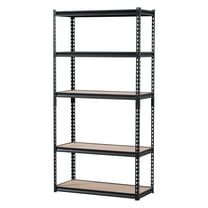 KFFKFF Organizational Racks, 2000 lbs Capacity, 5-Level Garage Storage Stand, 16" Depth x 36" Width x 71.4" Height, Adjustable Steel Shelves, Perfect for Kitchen, Warehouse, Basement Storage, Black