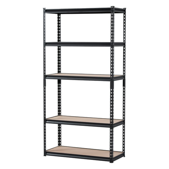 KFFKFF Organizational Racks, 2000 lbs Capacity, 5-Level Garage Storage Stand, 16" Depth x 36" Width x 71.4" Height, Adjustable Steel Shelves, Perfect for Kitchen, Warehouse, Basement Storage, Black