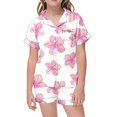 thumbnail image 1 of XDZJLR Ensembles de Tenues pour Filles, Ensembles de Pyjamas 2 Pcs Imprimé Graphique Manches Courtes Chemise à Boutons Shorts Ensemble de Pyjama Confortable, 12-13 Ans, 1 of 5
