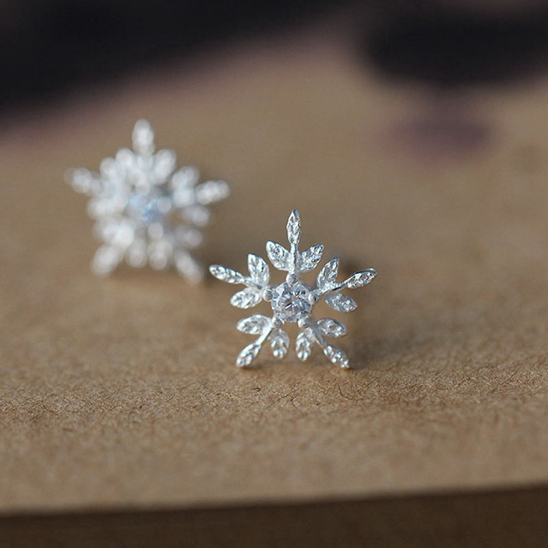 Snowflake Stud Earrings for Women | Christmas Jewellery Gifts – Lottie Of  London Jewellery