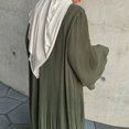 thumbnail image 2 of Xuewenshw Women Dubai Pullover Robe Chiffon Pleated Middle Solid Color Dress Lace Kimono Robe Long Lace Dress, 2 of 9