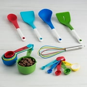 Tasty 15 Piece Gadget Set- Includes: Measuring Spoons, Measuring Cups, Whisk, Soup Ladle, Solid Spoon, Slotted Turner, Solid Turner