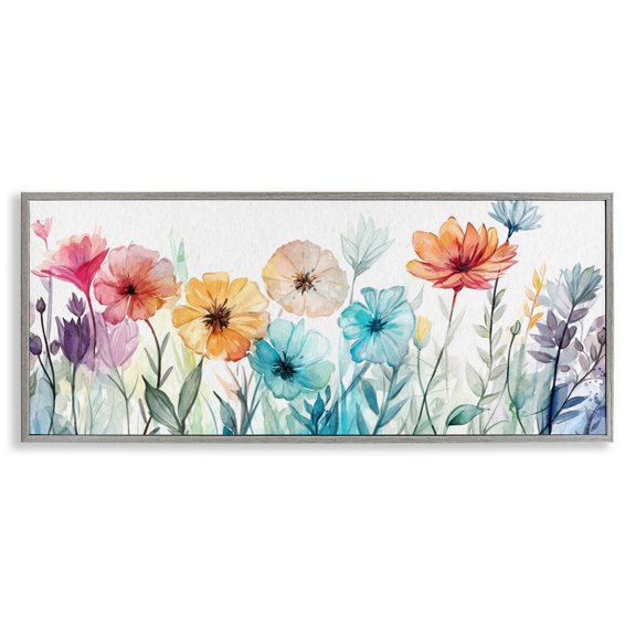 Stupell Industries Transitional Rainbow Hued Blossoms Gray Framed Giclee Art, 30 x 13, by Ziwei Li