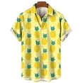 thumbnail image 3 of Camisa hawaiana con estampado 3D de piña, limón y maracuyá para hombre, camisas de coco, blusas casuales de manga corta de verano, blusa holgada de calle, 3 of 5
