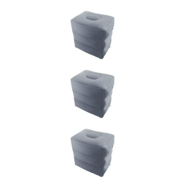 tamizeot Inflatable Foot Rest 3 Layers Foot Stool Foot Rest Pillow for Travelling Light Gray 40 x 30 x 43cm 3Set