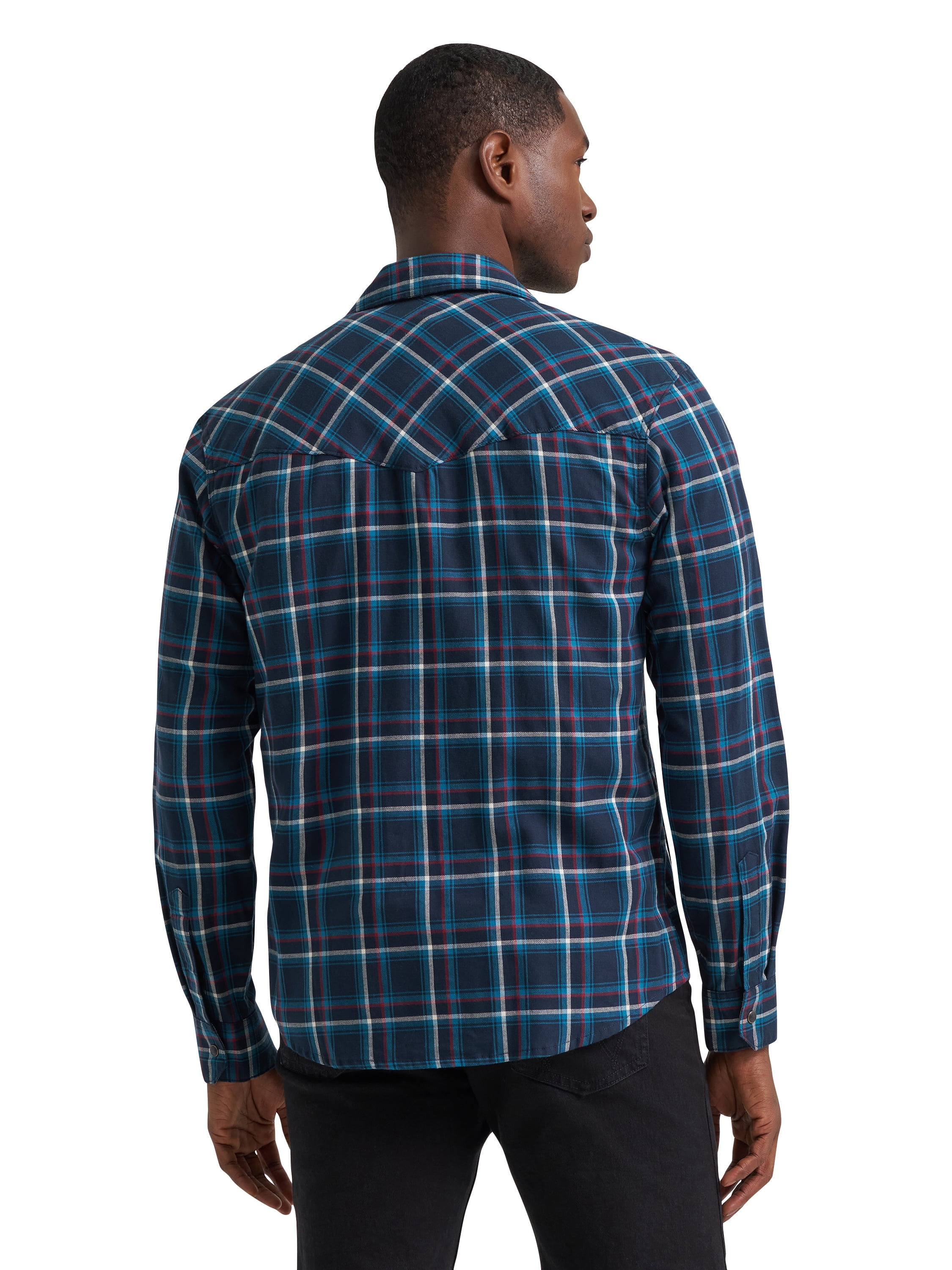 Wrangler® Men's and Big Men's Regular Fit Long Sleeve Fashion Twill Plaid Shirt, Sizes S-2XL