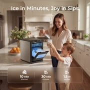 Goosiay Nugget Ice Maker Countertop, 44lbs per Day Portable Pebble Sonic Ice Machine with Soft Chewable Ice for Home, Kitchen, Office, RV, Camping, Stainless Steel, Black