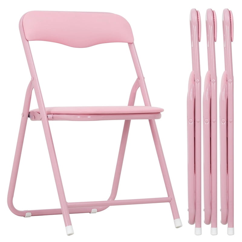 TROPOW Kids Folding Table and Chairs Set of 4, 5-Piece Children's Activity Table Set with Padded Vinyl Cushion, Toddler Table Set for Playroom, Nursery, Bedroom