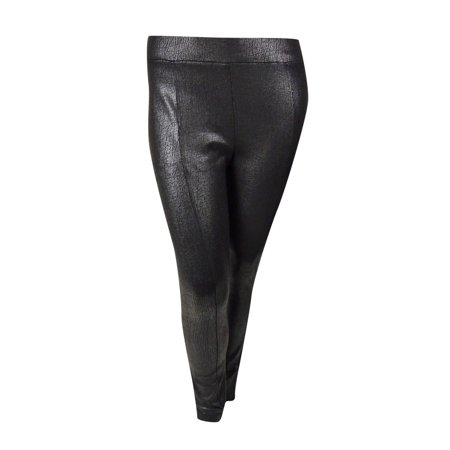 INC International Concepts Women's Crackle Coated Pants (14, Deep Black)