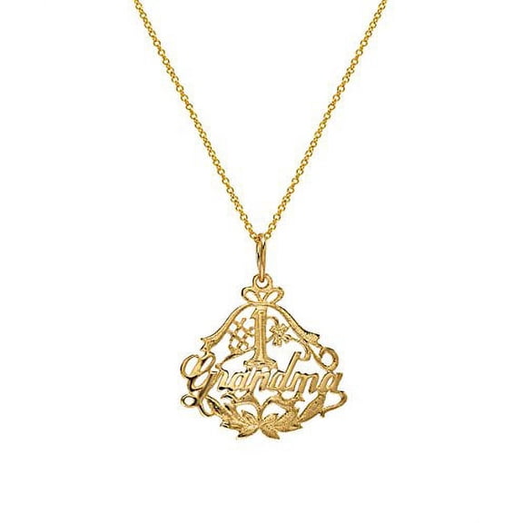 14 Karat Yellow Gold Number One Grandma Pendant Necklace, 18"