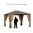 thumbnail image 3 of Spaco 12 x10 Feet Outdoor Hardtop Gazebo with Galvanized Steel Top and Netting-Brown, Roof Hardtop Galvanized Steel Top Canopy, Patio Heavy Duty Gazebo for Deck, Backyard, 3 of 9