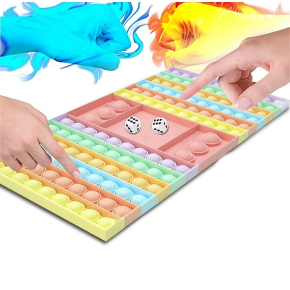 Roofei Big Size Pop Game Fidget Toy with Dice Its Jumbo Chess Board Push Bubble Sensory Toys for Parent-Child Time Kids Adults Girls Boys Teens Gifts for Christmas(Macaron)