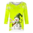thumbnail image 4 of ZRGHAOYLQ 3/4 Sleeve Christmas Shirts Women White Christmas Snowman Print Shirts 2025 Crewneck Christmas Pullover Sweatshirt Long Sleeve Loose Shirts Tops for Christmas Gifts, 4 of 5