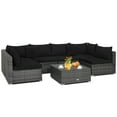 thumbnail image 1 of Patiojoy 7 Pcs Outdoor Patio Furniture Set All-Weather PE Rattan Sofa Set w/Coffee Table & Cushions Black, 1 of 10