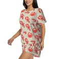 thumbnail image 2 of Kdxio Crab Lobster 1 Print Pajamas Sets for Women Short-Sleeved Pjs with Lounge Shorts Two Piece Sleepwear S-4XL, 2 of 5