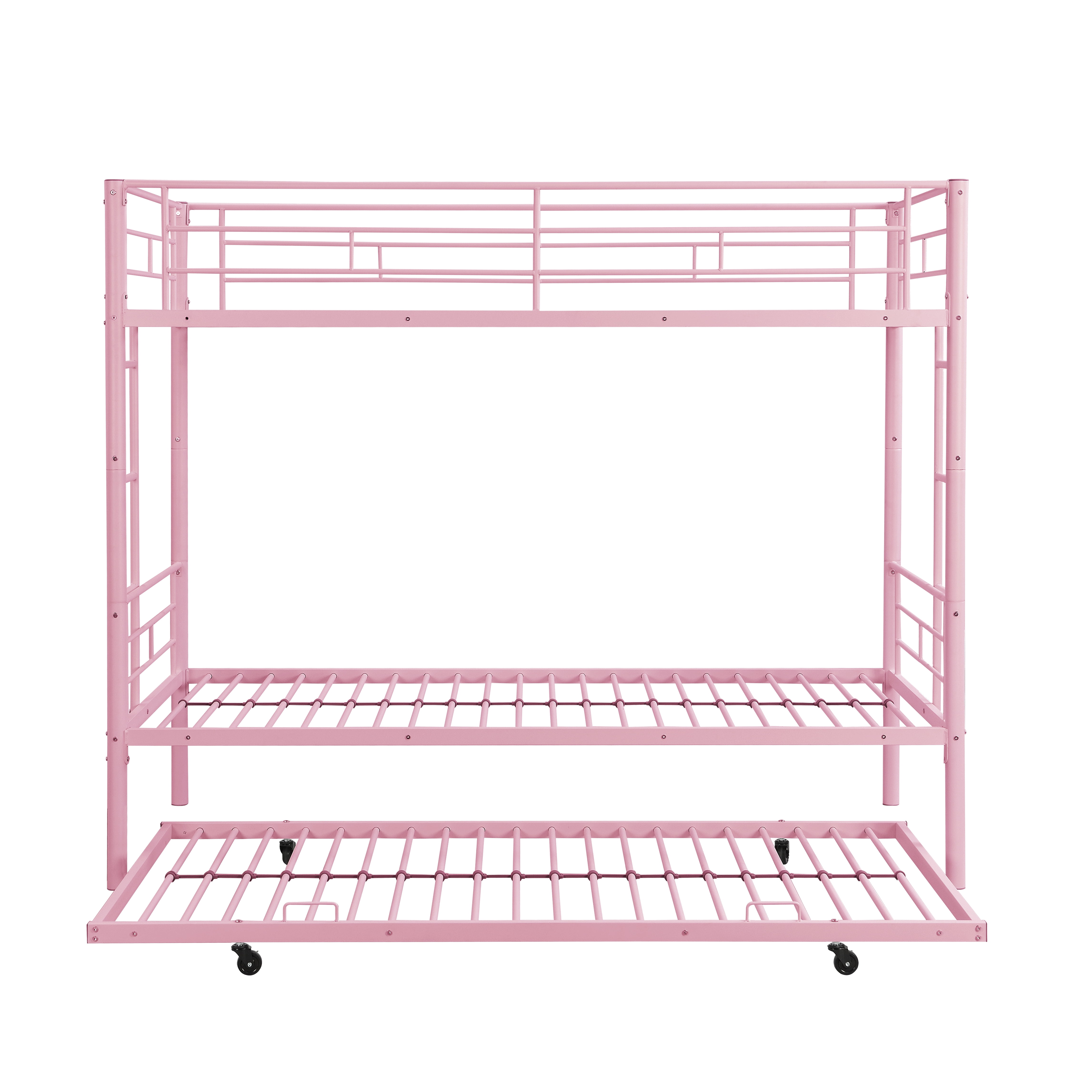 Metal Bunk Bed With Trundle Pink