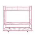thumbnail image 5 of Harper & Bright Designs Twin Size Metal Bunk Bed with Trundle, Twin Over Twin Metal Bed Frame with Ladder and Guardrail for Bedroom , Pink, 5 of 9