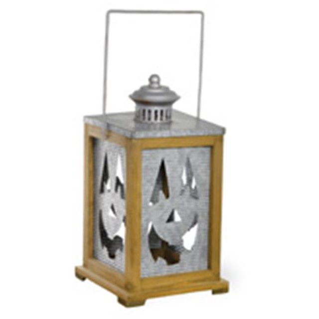 Boston International YIL17435 Galvanized Jack Lantern, Rectangle