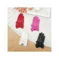 thumbnail image 6 of INSPIRE CHIC Women's Faux Leather Gloves Snap Punk Gothic Wrist Length Glove with Studded Bowtie One Size Full Finger Pink, 6 of 6