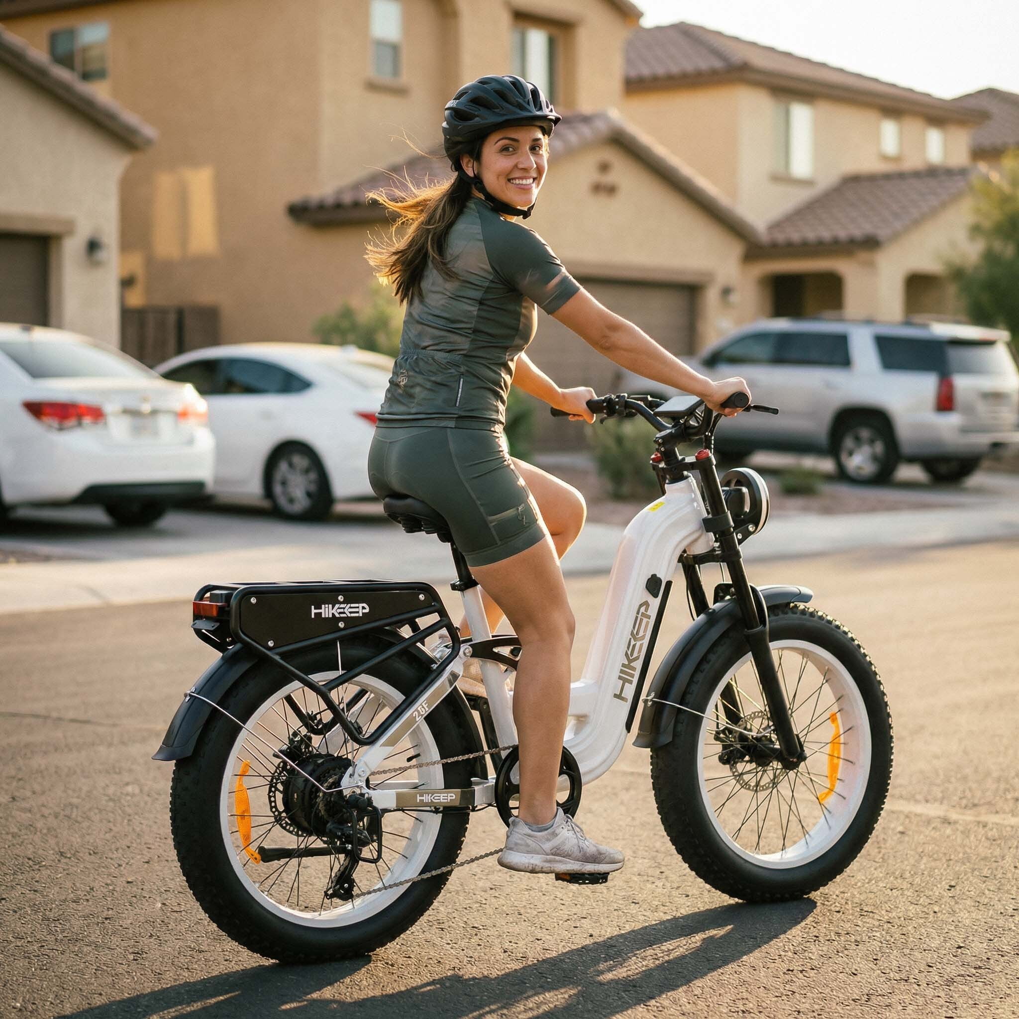 HiKeep Electric Bike for Adults, 2000W 4000W Peak Motor, 48V 25Ah Removable Lithium Battery, 26x4 Fat Tire E-Bike, 7-Speed Shimano, Full Suspension, Rear Rack, UL 2849, White