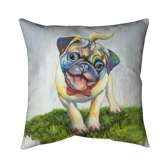 Begin Home Decor 5541-2020-AN76 20 x 20 in. Colorful Smiling Pug-Double Sided Print Indoor Pillow