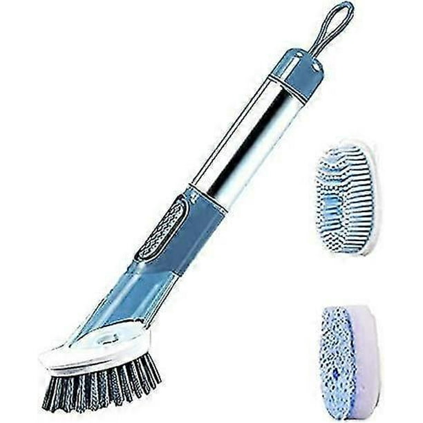 3 In 1 Dish Cleaning Brush With Handle, Kitchen Brush, Detergent Storage