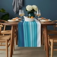 thumbnail image 2 of Turquoise Striped Table Runner - 60 Inch Long, Kitchen Dining Table Runner Dresser Scarves, Modern Abstract Art Wave Moire Gradient Farmhouse Decor for Coffee Tables Wedding Party Banquet, 2 of 8