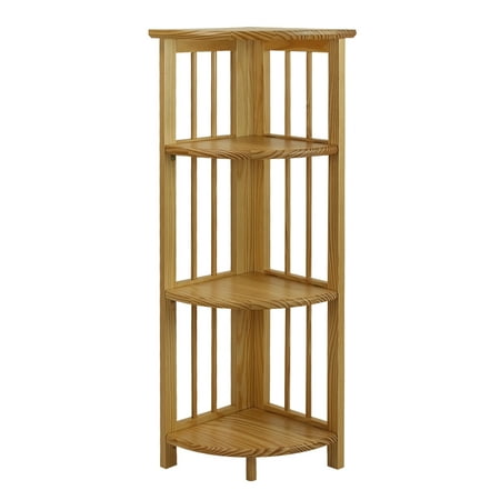 Casual Home 4-Shelf Corner Folding Bookcase-Color:Natural