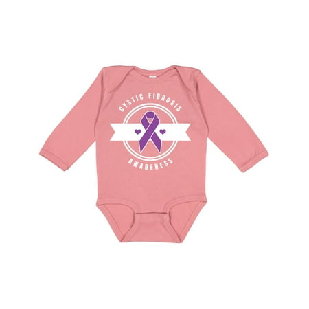 

Inktastic Cystic Fibrosis Awareness with Purple Ribbon and Banner Gift Baby Boy or Baby Girl Long Sleeve Bodysuit