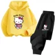 thumbnail image 2 of Conjunto de 2 piezas de sudadera y pantalones con estampado de dibujos animados de Hello Kitty Kawaii, ropa de primavera y otoño para niños y niñas, chándal de moda para niños, 2 of 5