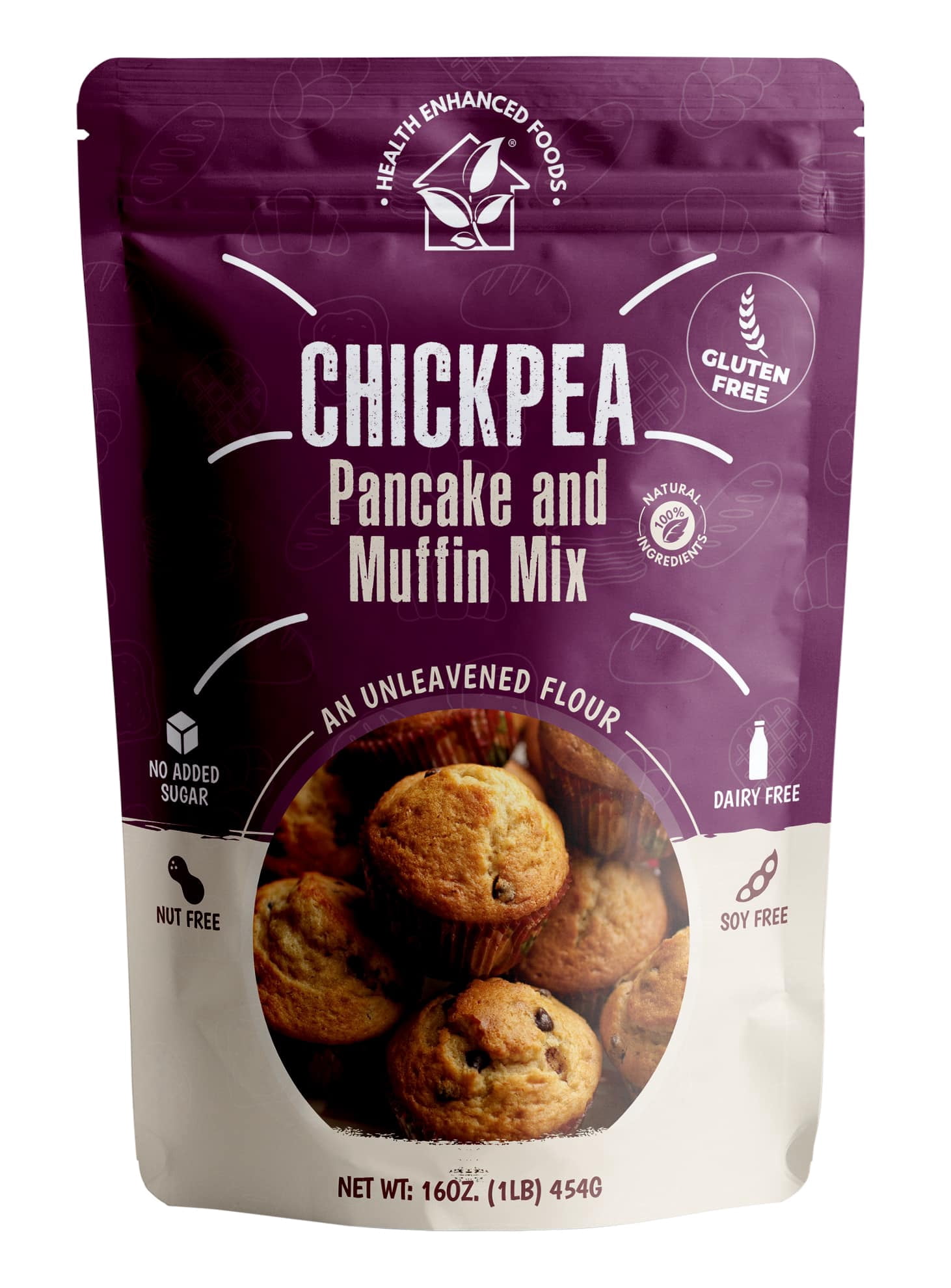 Chickpea Pancake & Muffin Mix [2-Pack, 16 oz] - Gluten-Free, Nut-Free, Low-Net Carb, Grain-Free, Soy-Free, Dairy-Free, No Added Sugar, Lower Glycemic Impact