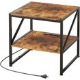 thumbnail image 1 of 20" Small Nightstand with Charging Station, Mini Fridge Stand, Square Side Table, End Table for Living Room, Bedroom Beside Table, Table De Chevet,Rustic Brown, 1 of 14