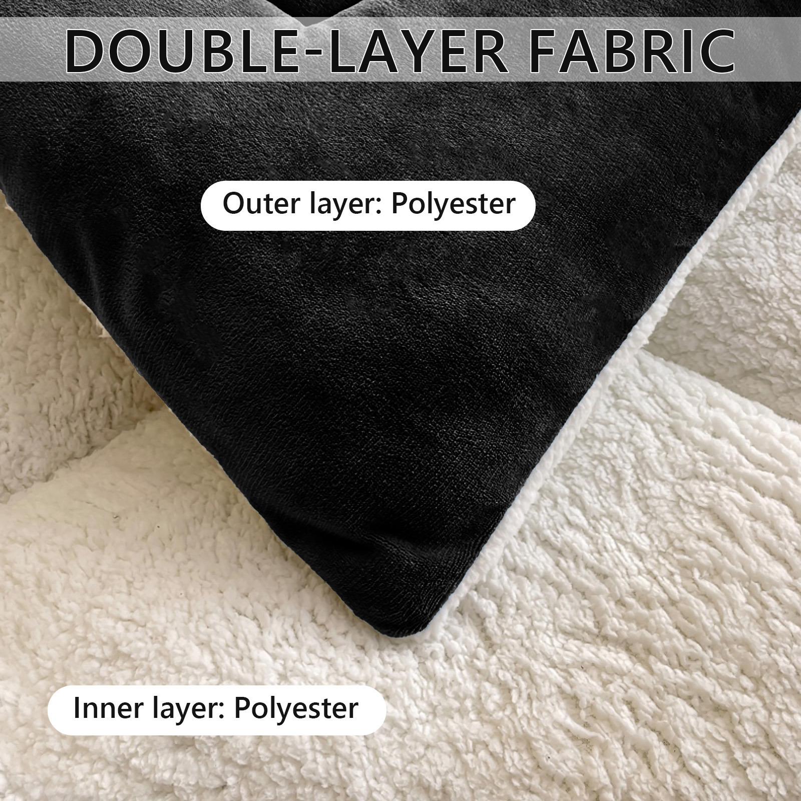 WOOW DEPOT Sherpa Fleece Queen Comforter Reversible, 1 PCS, Heavy 7.5lbs Quilted Bedding Warm Cozy Machine Washable, Black