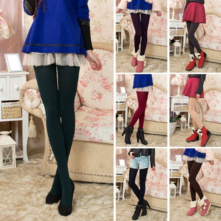 

Women Pantyhose Solid Color Elastic Soft Opaque Anti-shrink Keep Warm Slim Thicken Winter Tights for Daily Wear