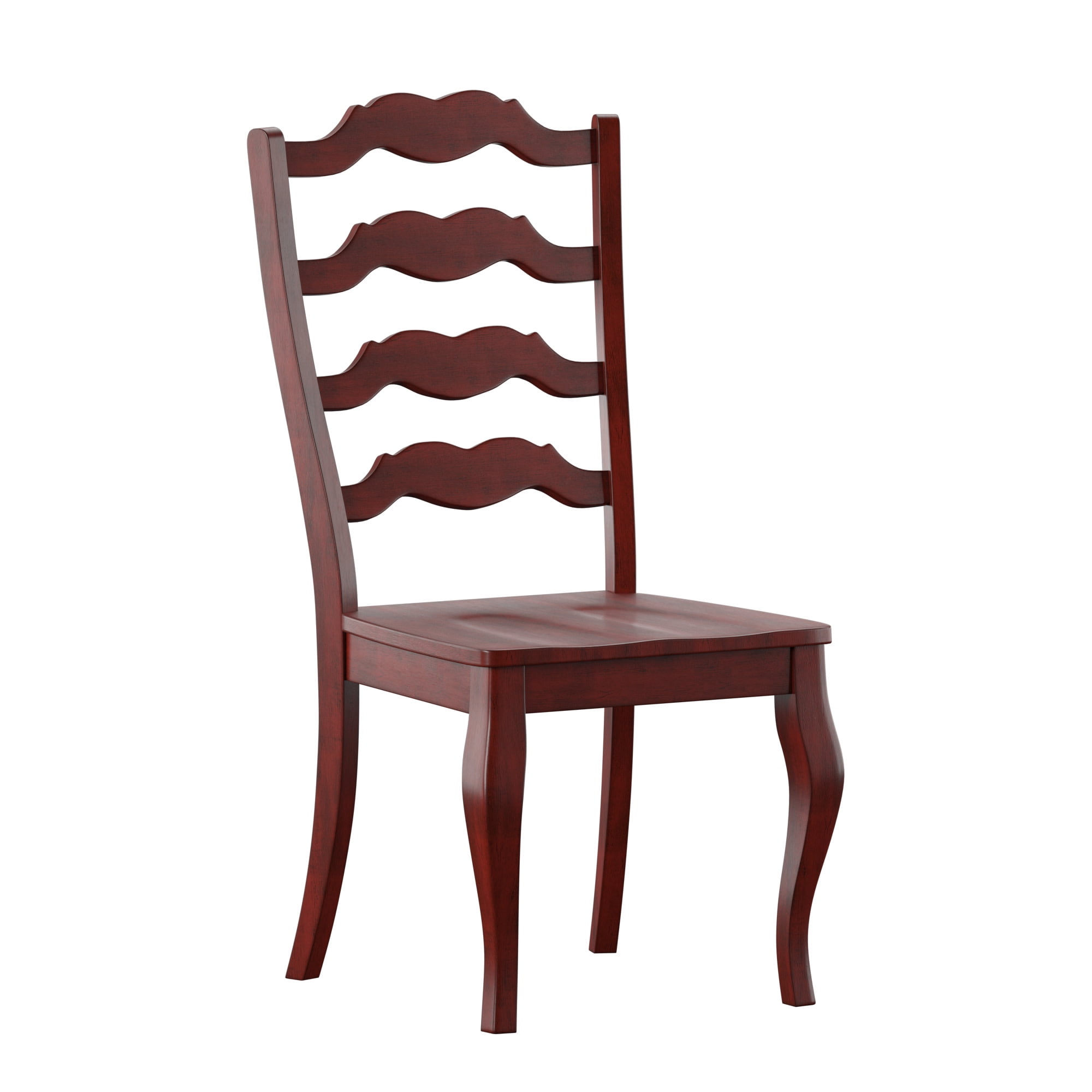 Weston Home Farmhouse French Ladder Back Wood Dining Chairs, Set of 2, Antique Berry Red