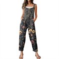thumbnail image 5 of Women Linen Overalls Summer Casual Floral Printed Loose Fit Jumpsuits Boho Cute Wide Leg Rompers Pants with Pockets, 5 of 7