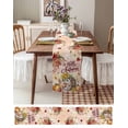 thumbnail image 3 of ERUNPONLY Fall Hedgehog Table Runner - 72 Inch Long Thanksgiving Pumpkin Sunflower Leaves Pink Cotton and Linen Blended Dress Scarves Farmhouse Table Runner for Kitchen Dining, Coffee Table, 14"x72", 3 of 8