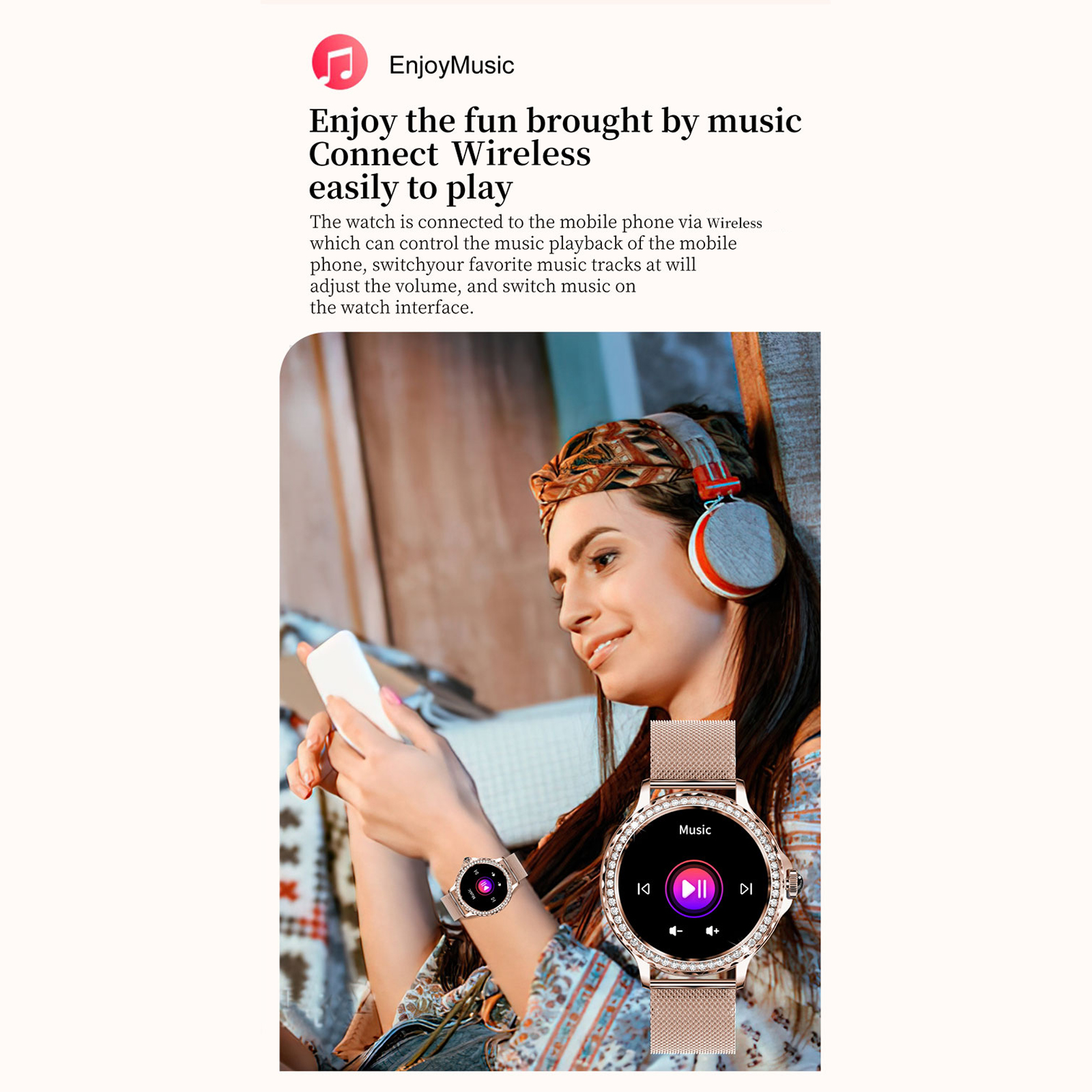 AMOLEDMingdaln 42mm Smart Watch for Women, fits for Android and Iphone Devices,with IP68 Waterproof/150+ Sport Modesperfect gift2 strapsGold