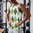 thumbnail image 5 of Fotbe Light green and black argyle Pattern Men's Quick Dry Workout Tank Top Gym Muscle Tee Fitness Bodybuilding Sleeveless T Shirt Breathable Workout Shirt-4X-Large, 5 of 7