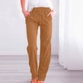 thumbnail image 2 of Alkepwun Pants for Women Casual Cotton Linen Lightweight Summer Relax Fit Elastic Waist Plus Size Solid Lounge Long Trousers, 2 of 6