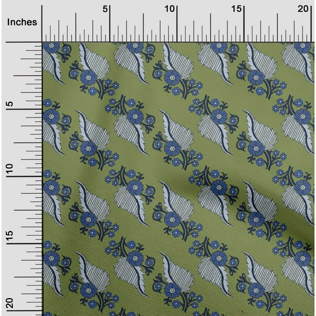 oneOone Polyester Lycra Fabric Leaves Block Print Sewing Fabric BTY 56 Inch Wide