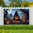 thumbnail image 6 of Spooky Design Halloween Banner Glowing Signs Halloween Background Creepy House Jack O Lantern for Holiday Party Nighttime Celebration Outdoor Decor, 6 of 9