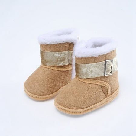 

QWZNDZGR New Autumn Baby Shoes Girl 1 Year Winter Newborn Boys Soft Sole First walker Toddler Fur Warm Snow Boots 0-18 Months