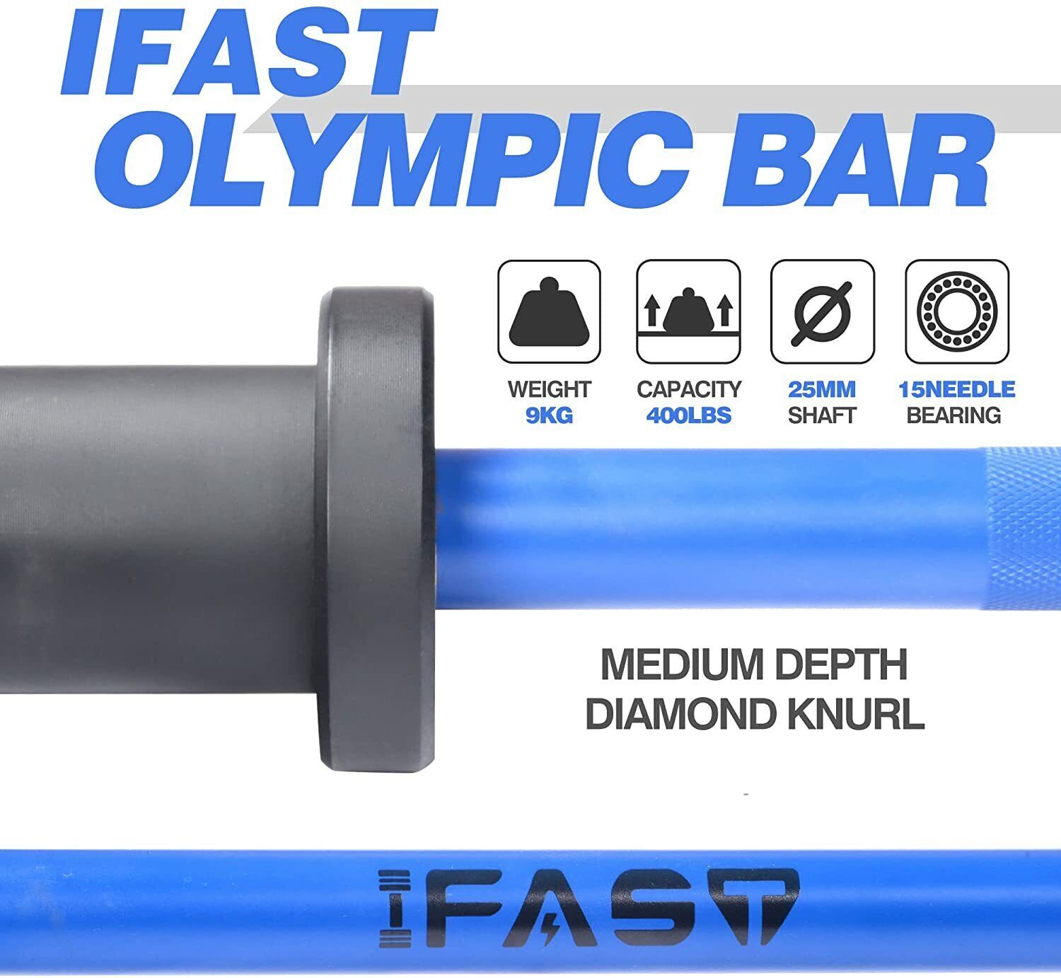 IVV 4FT Olympic Barbell for Gym Home Exercises, Weightlifting and Powerlifting, Blue
