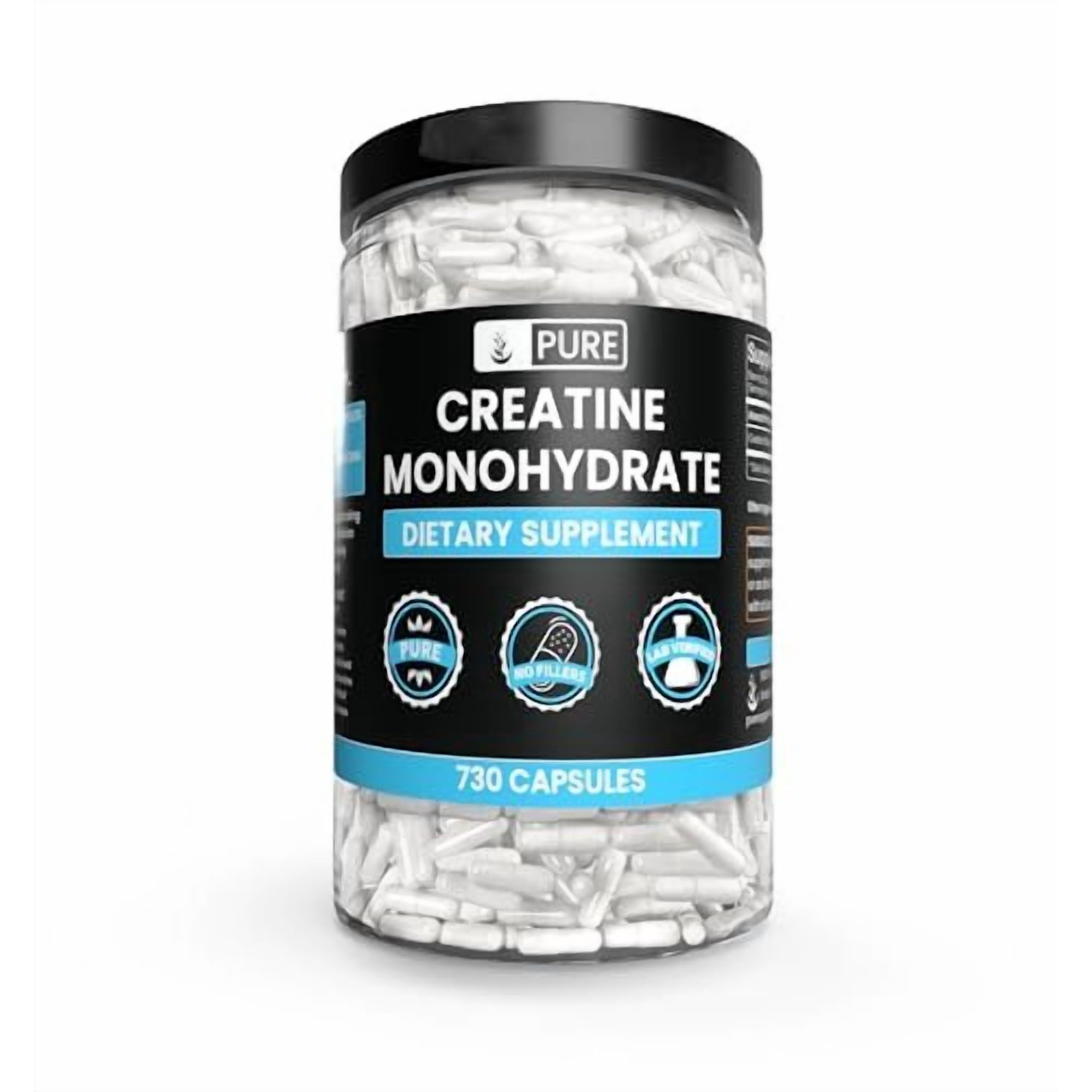 Pure Original Ingredients Creatine Monohydrate 730 Capsules No Magnesium Or Rice Fillers, Always Pure, Lab Verified